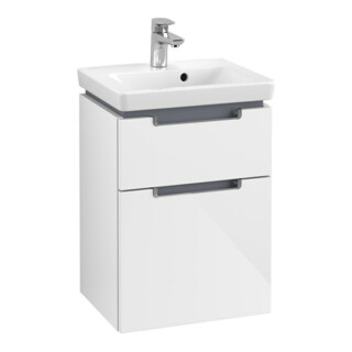 V&B Waschtischunterschrank Subway 2.0 44x59x35,2cm, Griff chrom, glossy white
