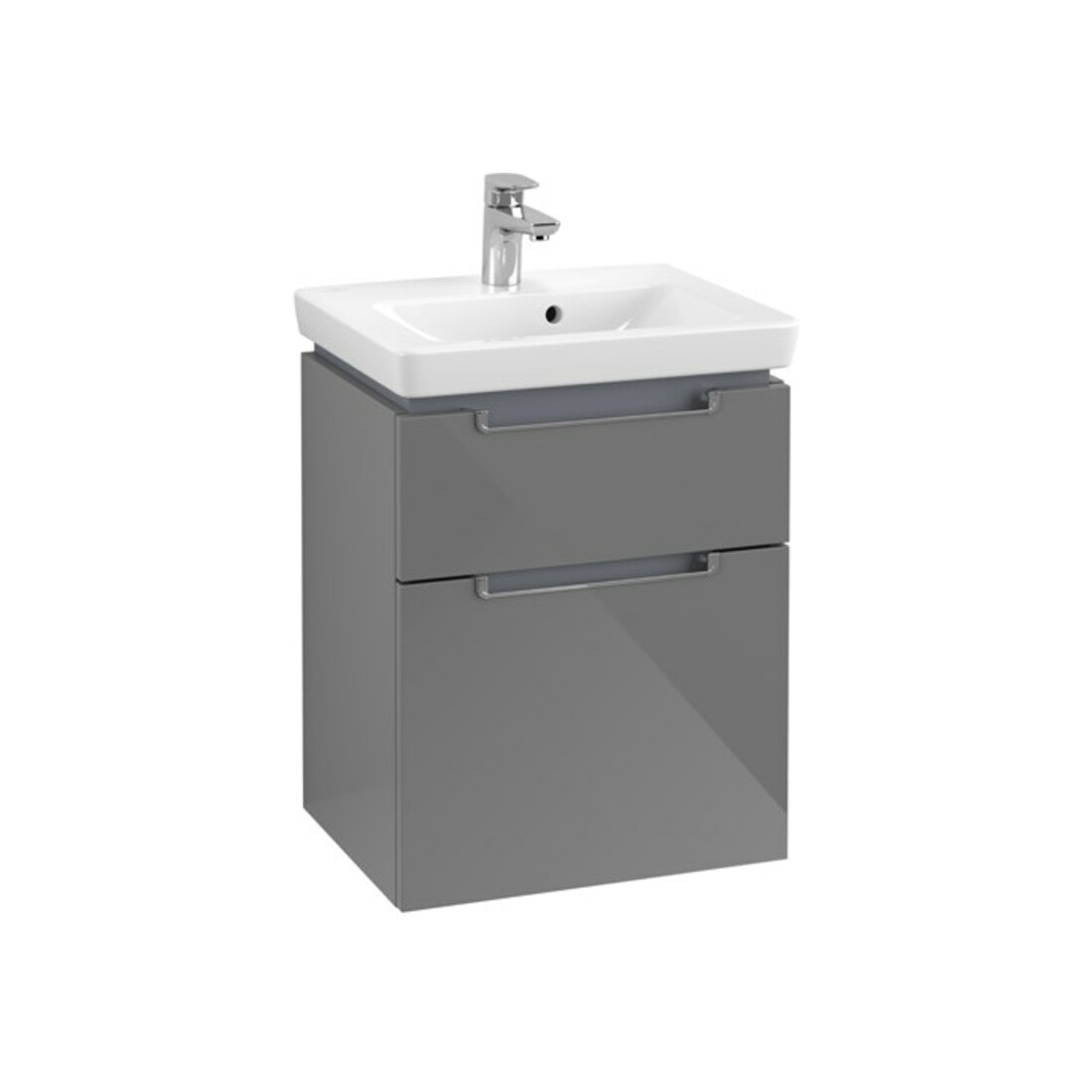 V&B Waschtischunterschrank Subway 2.0 48,5x59x38cm, Griff chrom, glossy grey