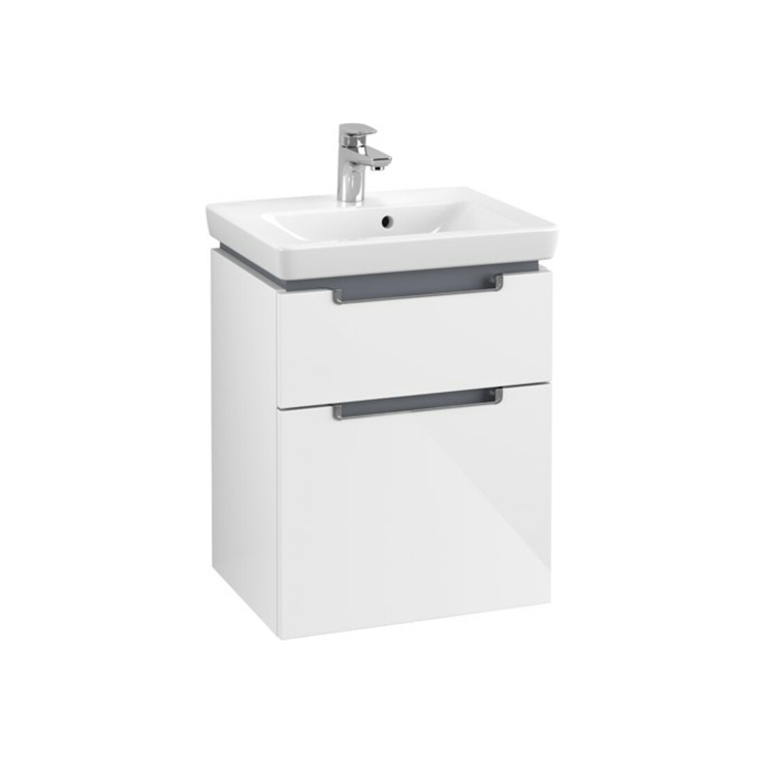 V&B Waschtischunterschrank Subway 2.0 48,5x59x38cm, Griff chrom, glossy white