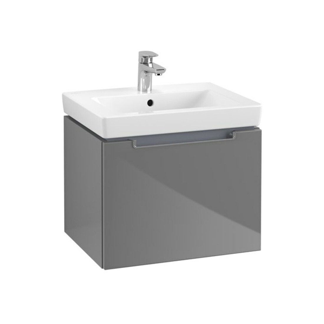 V&B Waschtischunterschrank Subway 2.0 53,7x42x42,3cm, Griff chrom, glossy grey