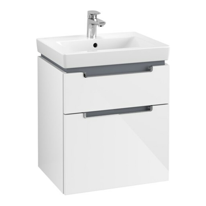 V&B Waschtischunterschrank Subway 2.0 53,7x59x42,3cm, Gr. chrom, glossy white