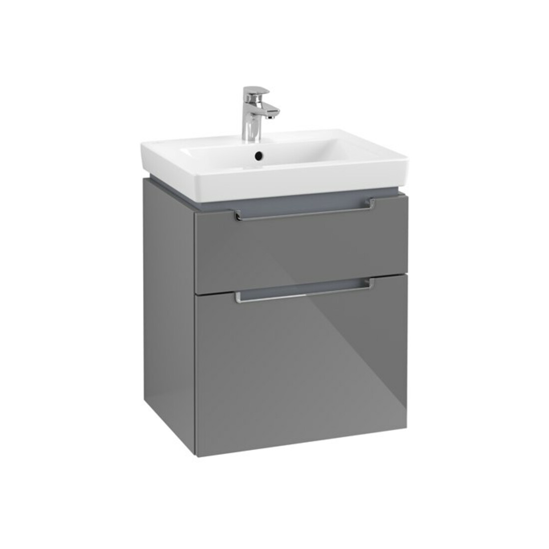 V&B Waschtischunterschrank Subway 2.0 53,7x59x42,3cm, Griff chrom, glossy grey