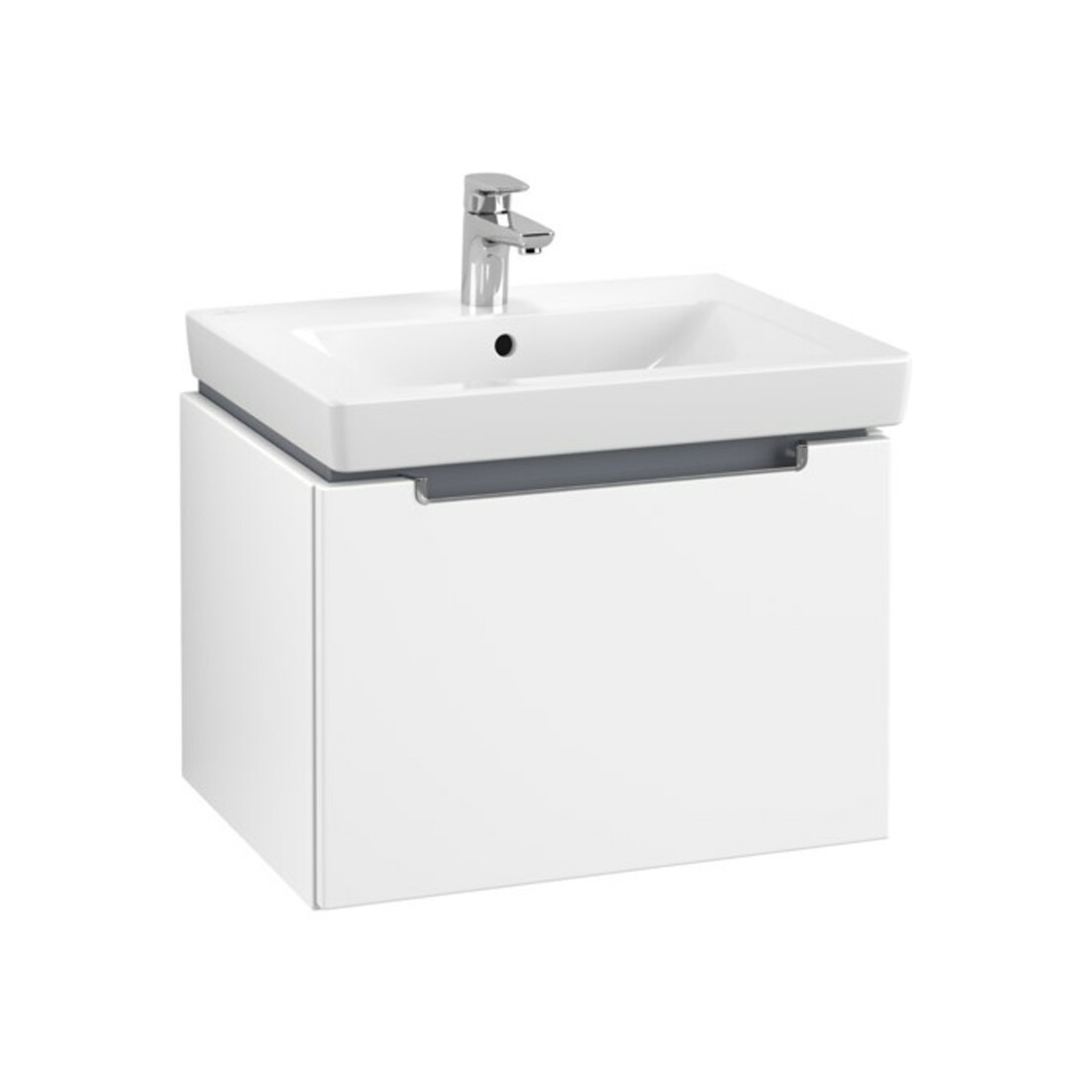 V&B Waschtischunterschrank Subway 2.0 58,7x42x45,4cm, Griff chrom, weiß matt