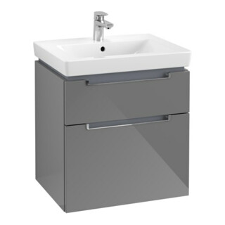 V&B Waschtischunterschrank Subway 2.0 58,7x59x45,4cm, Griff chrom, glossy grey