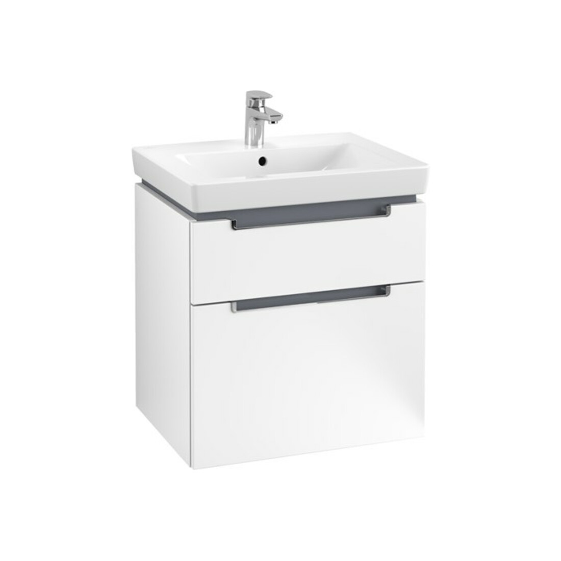 V&B Waschtischunterschrank Subway 2.0 58,7x59x45,4cm, Griff chrom, weiß matt
