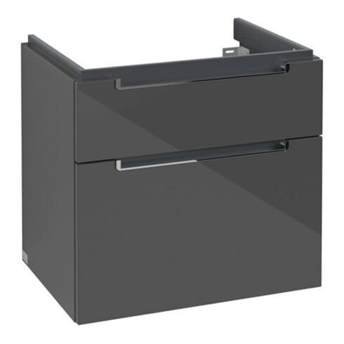 V&B Waschtischunterschrank Subway 2.0 63,7x59x45,4cm, Griff chrom, glossy grey