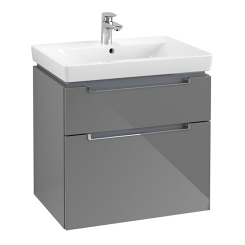 V&B Waschtischunterschrank Subway 2.0 63,7x59x45,4cm, Griff chrom, glossy grey