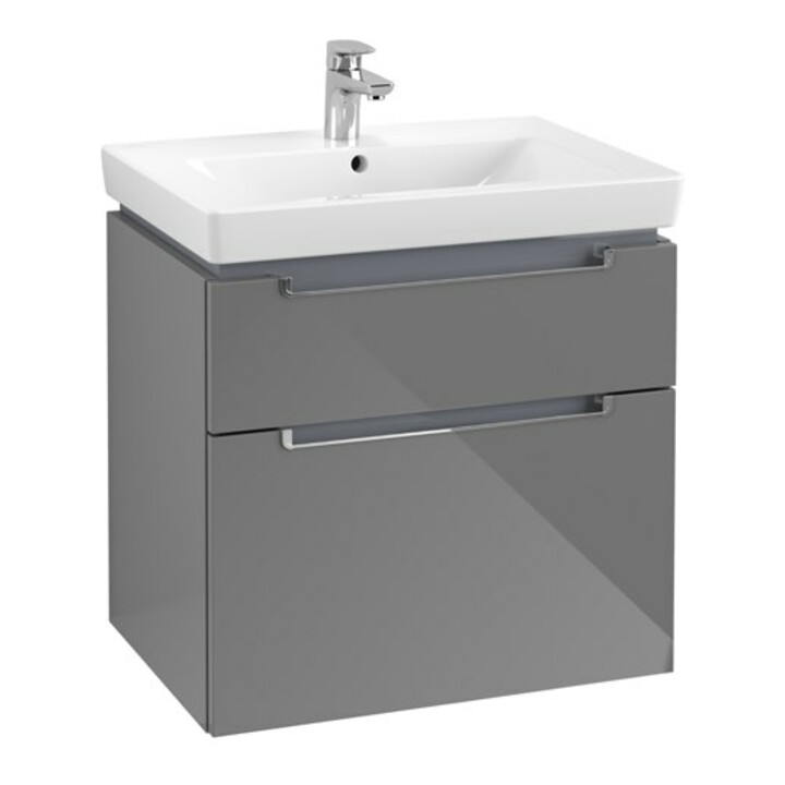 V&B Waschtischunterschrank Subway 2.0 63,7x59x45,4cm, Griff chrom, glossy grey