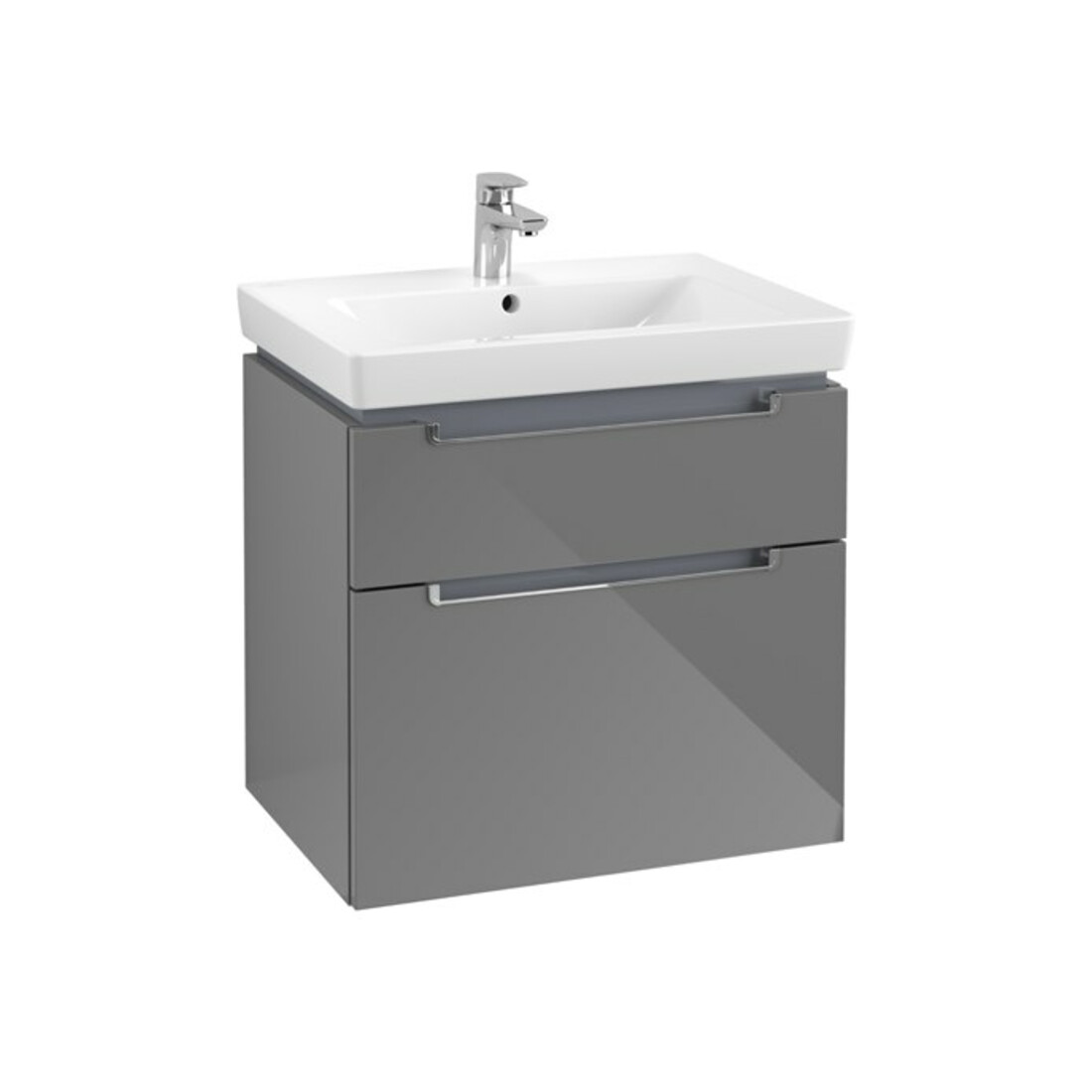 V&B Waschtischunterschrank Subway 2.0 63,7x59x45,4cm, Griff chrom, glossy grey