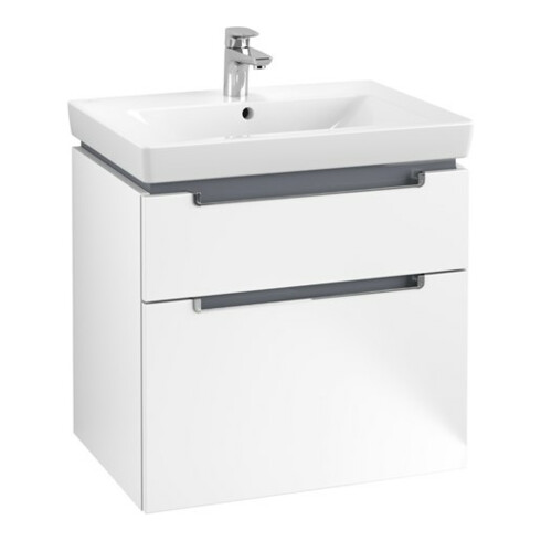 V&B Waschtischunterschrank Subway 2.0 63,7x59x45,4cm, Griff chrom, weiß matt