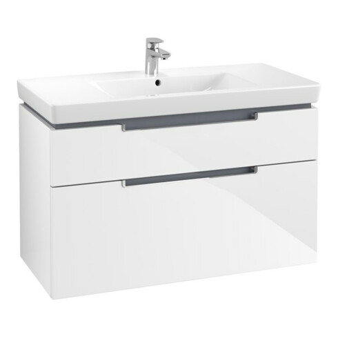 V&B Waschtischunterschrank Subway 2.0 98,7x59x44,9cm, Gr. chrom, glossy white