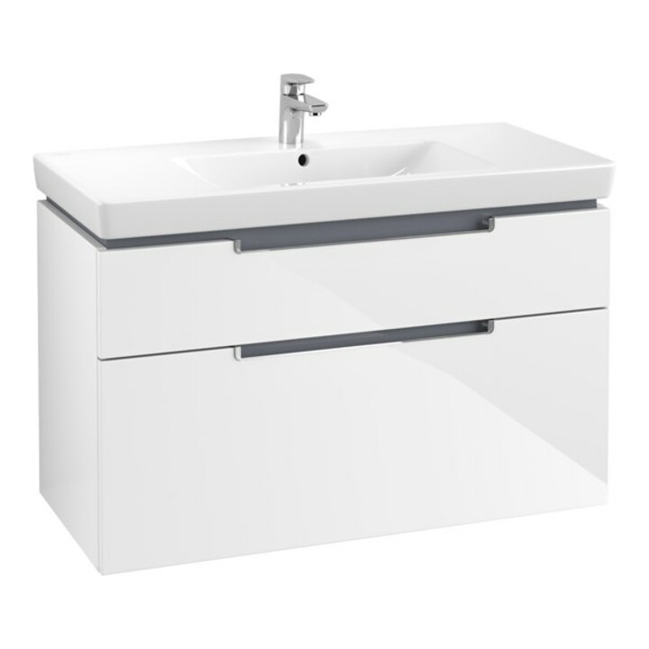 V&B Waschtischunterschrank Subway 2.0 98,7x59x44,9cm, Gr. chrom, glossy white