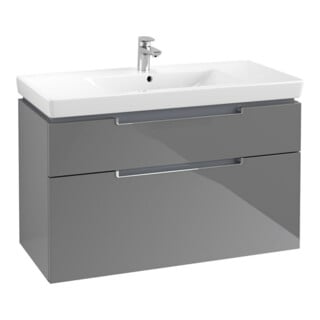 V&B Waschtischunterschrank Subway 2.0 98,7x59x44,9cm, Griff chrom, glossy grey