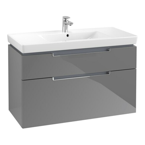 V&B Waschtischunterschrank Subway 2.0 98,7x59x44,9cm, Griff chrom, glossy grey