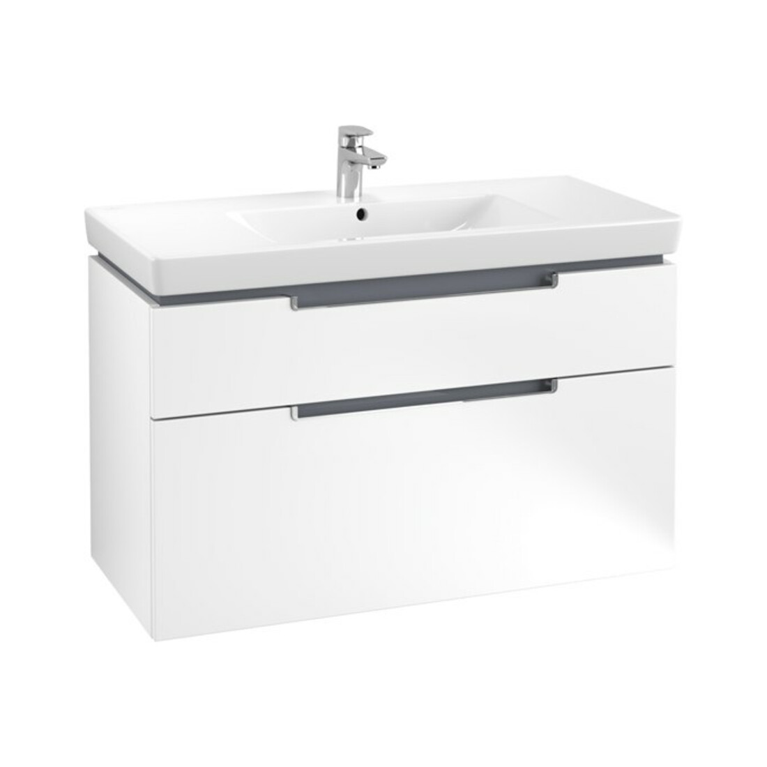 V&B Waschtischunterschrank Subway 2.0 98,7x59x44,9cm, Griff chrom, weiß matt