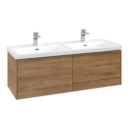 V&B Waschtischunterschrank Subway 3.0 127,2x42,9x47,8cm, m LE/Gr AL gl, Kan Oa