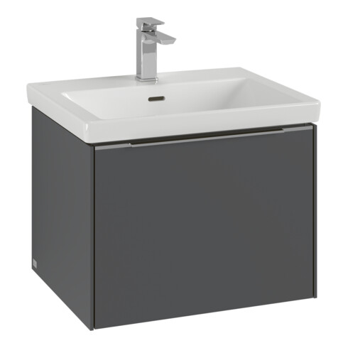 V&B Waschtischunterschrank Subway 3.0 57,2x42,9x47,8cm, m LE/Gr Alu gl, wh. Oa