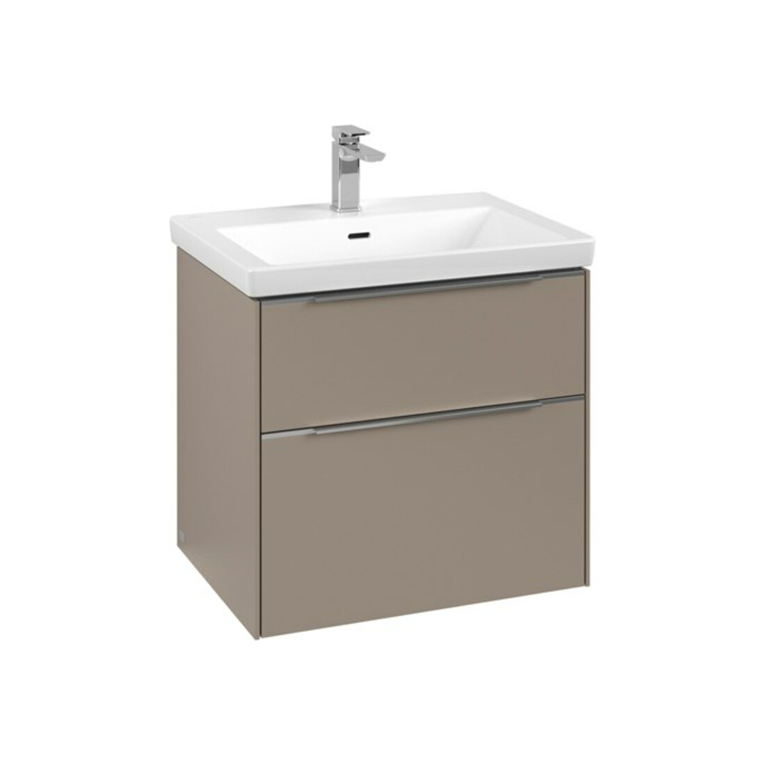 V&B Waschtischunterschrank Subway 3.0 62,2x57,6x47,8cm, m LED/Gr Alu gl, taupe