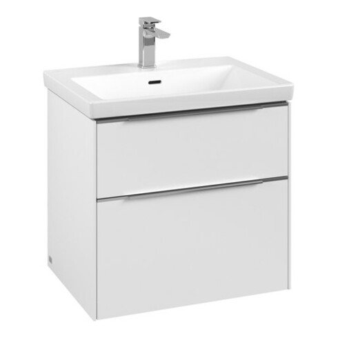 V&B Waschtischunterschrank Subway 3.0 62,2x57,6x47,8cm, o LED/Gr Alu gl, P wh.