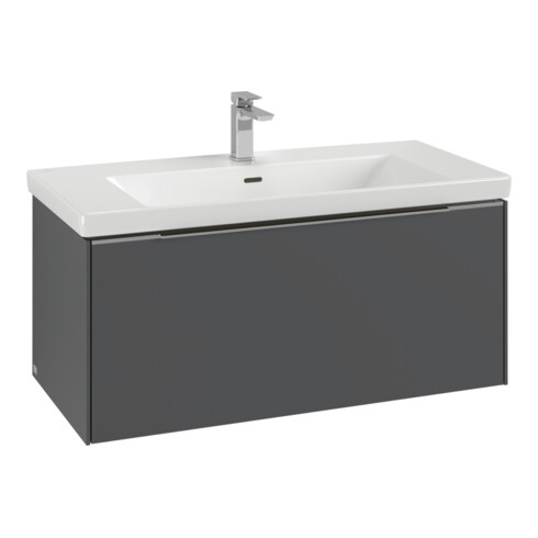 V&B Waschtischunterschrank Subway 3.0 97,3x42,9x47,8cm, m LE/Gr Alu gl, wh. Oa