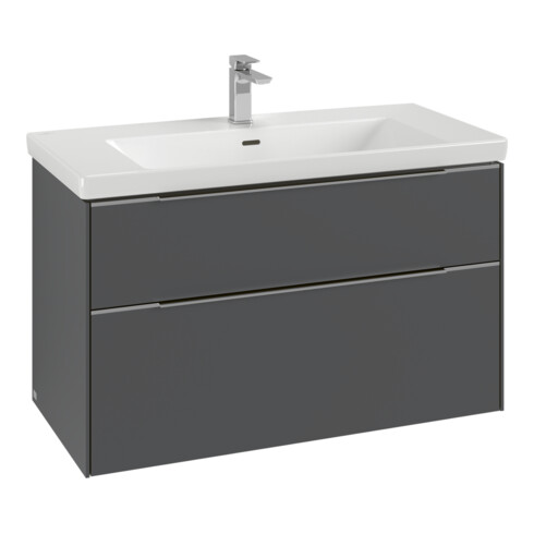 V&B Waschtischunterschrank Subway 3.0 97,3x57,6x47,8cm, m LE/Gr Alu gl, wh. Oa