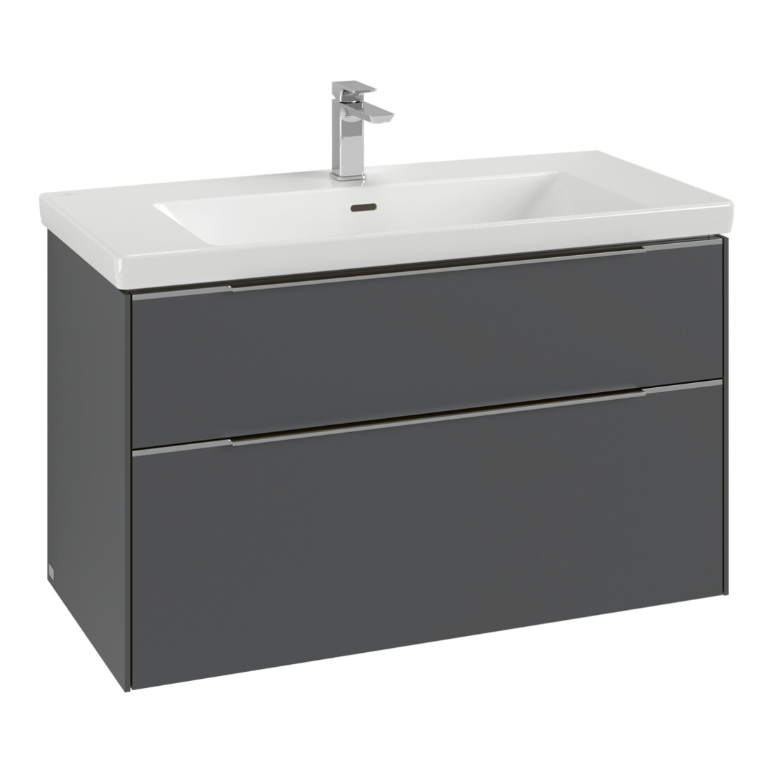 V&B Waschtischunterschrank Subway 3.0 97,3x57,6x47,8cm, m LE/Gr Alu gl, wine r