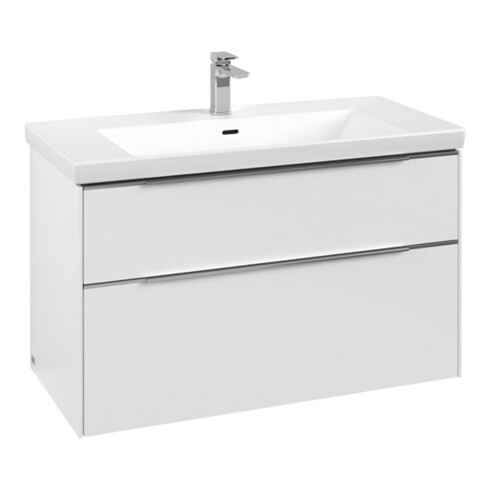 V&B Waschtischunterschrank Subway 3.0 97,3x57,6x47,8cm, m LED/Gr Alu gl, P wh.