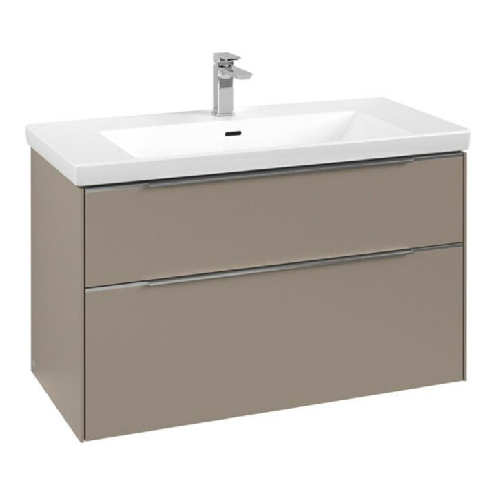 V&B Waschtischunterschrank Subway 3.0 97,3x57,6x47,8cm, m LED/Gr Alu gl, taupe