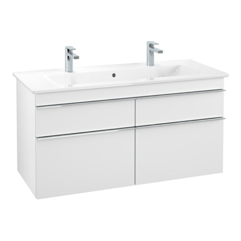 V&B Waschtischunterschrank Venticello 115,3x59x50,2cm, Griff Chrom, white matt