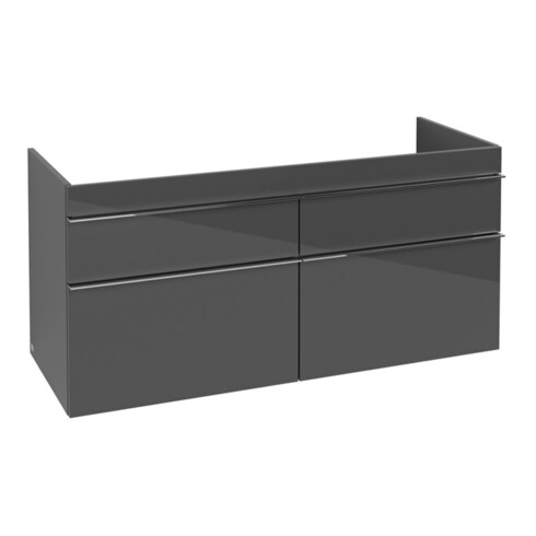 V&B Waschtischunterschrank Venticello 125,3x59x50,2cm, Gr. Chrom, glossy grey