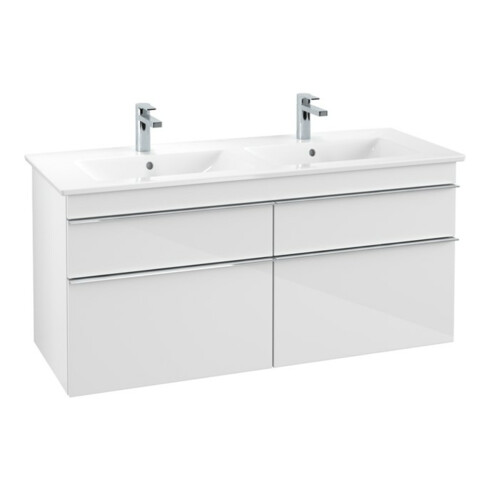 V&B Waschtischunterschrank Venticello 125,3x59x50,2cm, Gr. Chrom, glossy white
