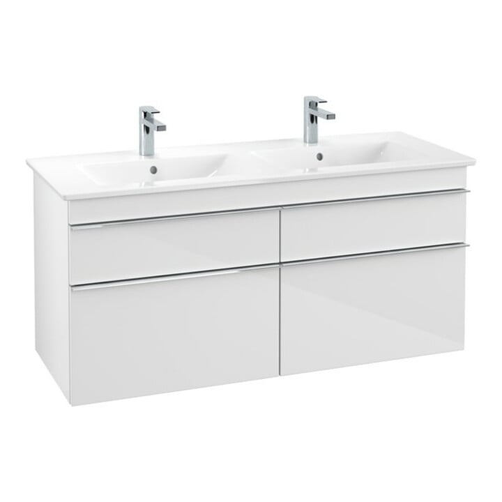 V&B Waschtischunterschrank Venticello 125,3x59x50,2cm, Gr. Chrom, glossy white