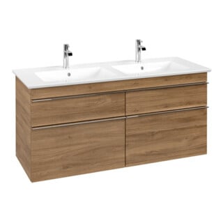 V&B Waschtischunterschrank Venticello 125,3x59x50,2cm, Griff Chrom, kansas oak