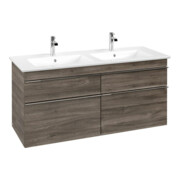 V&B Waschtischunterschrank Venticello 125,3x59x50,2cm, Griff Chrom, stone oak