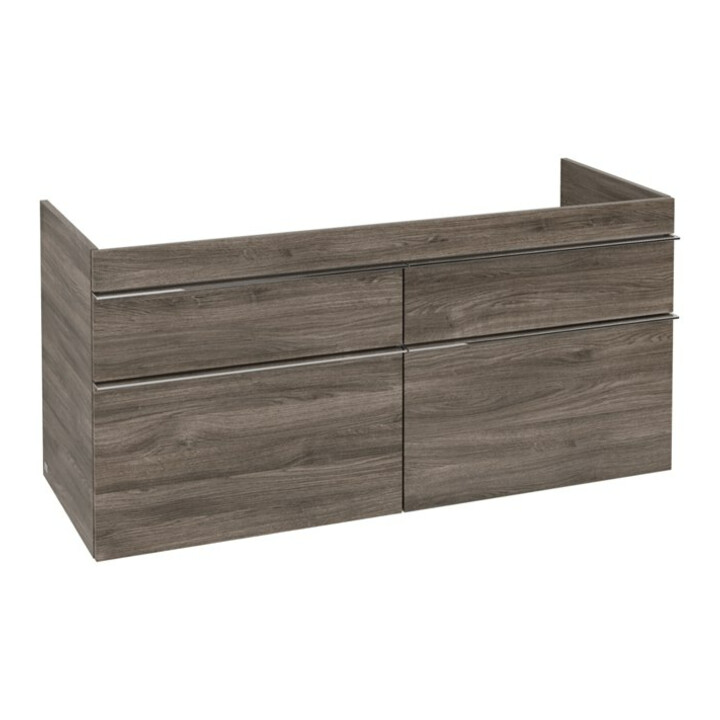 V&B Waschtischunterschrank Venticello 125,3x59x50,2cm, Griff Chrom, stone oak