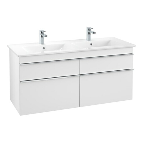 V&B Waschtischunterschrank Venticello 125,3x59x50,2cm, Griff Chrom, white matt