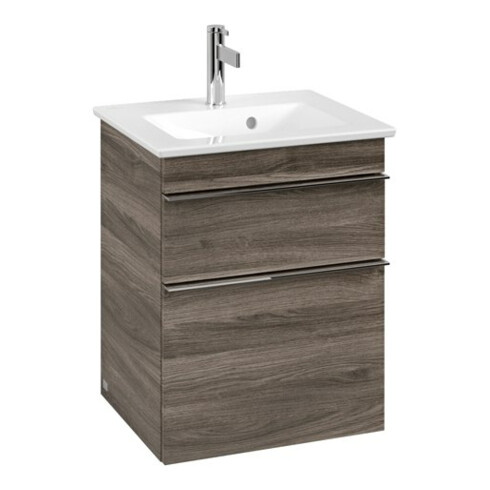 V&B Waschtischunterschrank Venticello 46,6x59x42,5cm, Griff Chrom, stone oak
