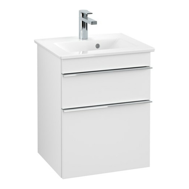 V&B Waschtischunterschrank Venticello 46,6x59x42,5cm, Griff Chrom, white matt