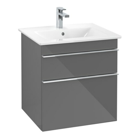 V&B Waschtischunterschrank Venticello 55,3x59x50,2cm, Griff Chrom, glossy grey