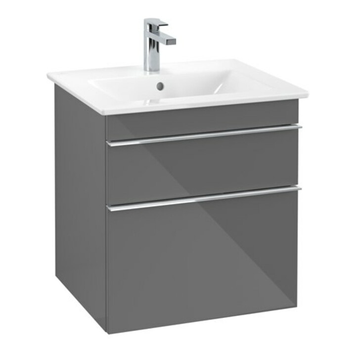 V&B Waschtischunterschrank Venticello 55,3x59x50,2cm, Griff Chrom, glossy grey