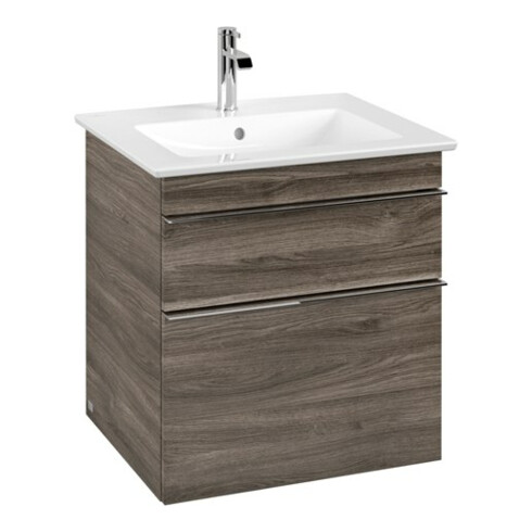 V&B Waschtischunterschrank Venticello 55,3x59x50,2cm, Griff Chrom, stone oak