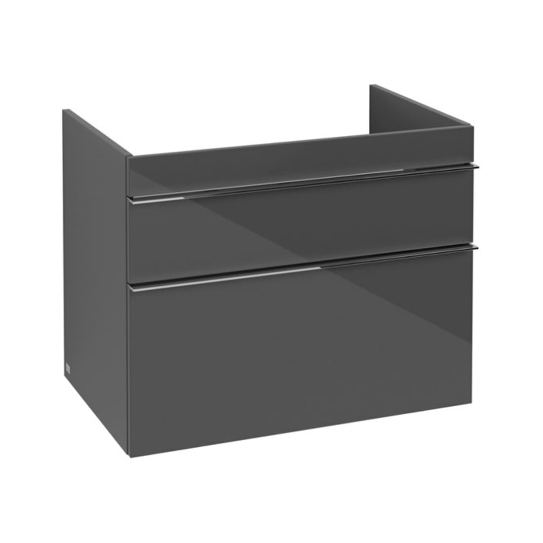 V&B Waschtischunterschrank Venticello 75,3x59x50,2cm, Griff Chrom, glossy grey