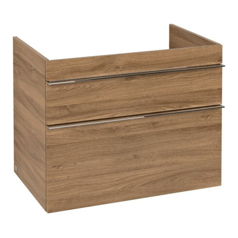 V&B Waschtischunterschrank Venticello 75,3x59x50,2cm, Griff Chrom, kansas oak