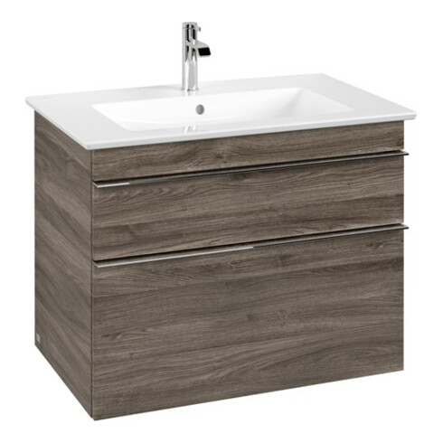 V&B Waschtischunterschrank Venticello 75,3x59x50,2cm, Griff Chrom, stone oak