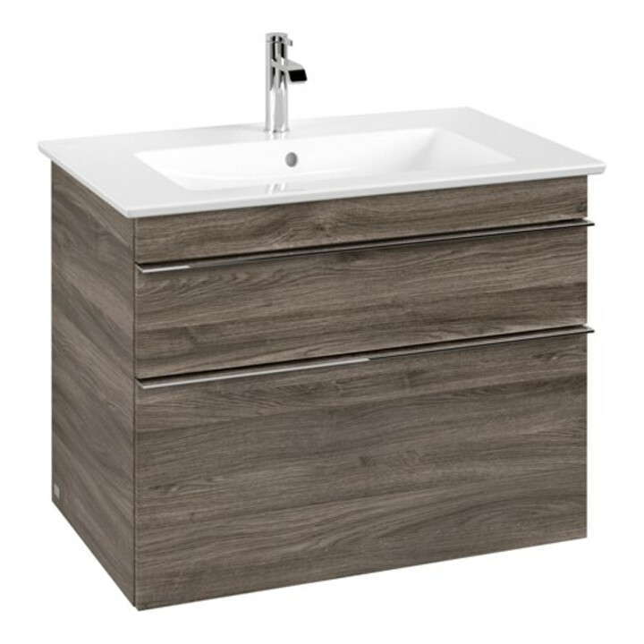 V&B Waschtischunterschrank Venticello 75,3x59x50,2cm, Griff Chrom, stone oak