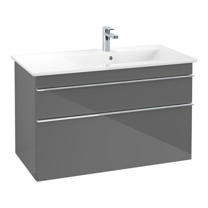 V&B Waschtischunterschrank Venticello 95,3x59x50,2cm, B re, Gr. chr, glo Gr