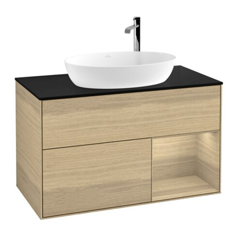 V&B Waschtischunterschrank Wandbeleuchtung Finion 100, Abd.-Pl. bla m, Reg Oa ven, Oa ven