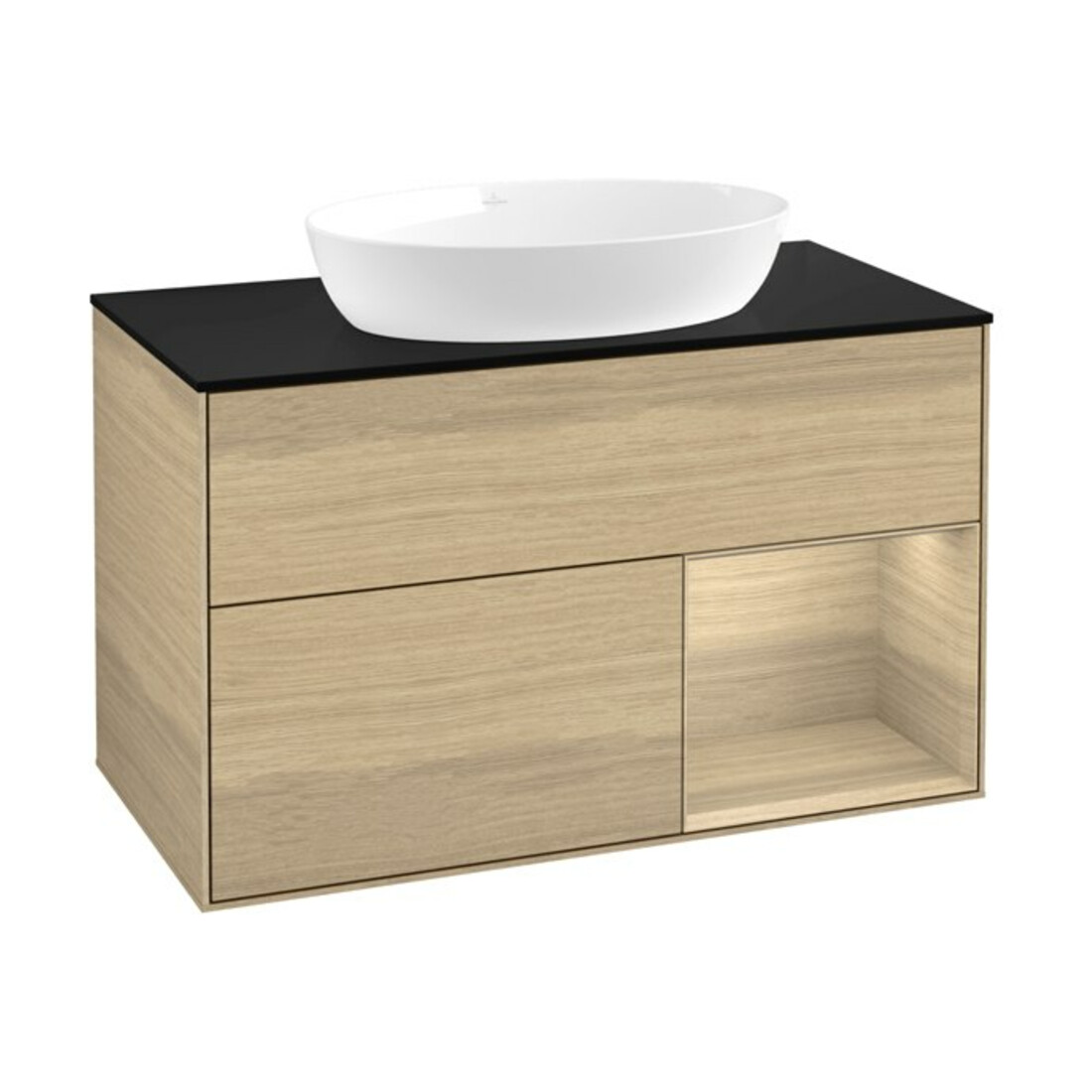 V&B Waschtischunterschrank Wandbeleuchtung Finion 100, Abd.-Pl. bla m, Reg Oa ven, Oa ven