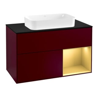 V&B Waschtischunterschrank Wandbeleuchtung Finion 100, Abd.-Pl. bla m, Reg re gol m, Peo m