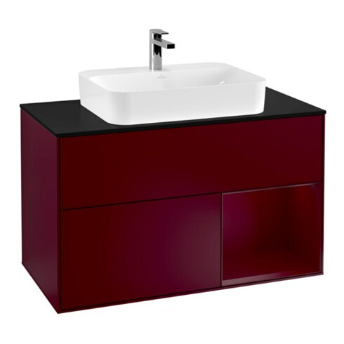 V&B Waschtischunterschrank Wandbeleuchtung Finion 100, Abd.-Pl. bla m, Reg re Peo, Peo m